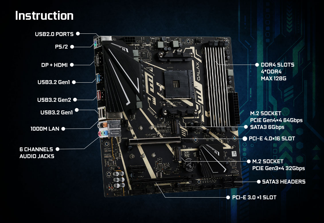 GALAX B550M EX AMD Motherboard - Motherboard